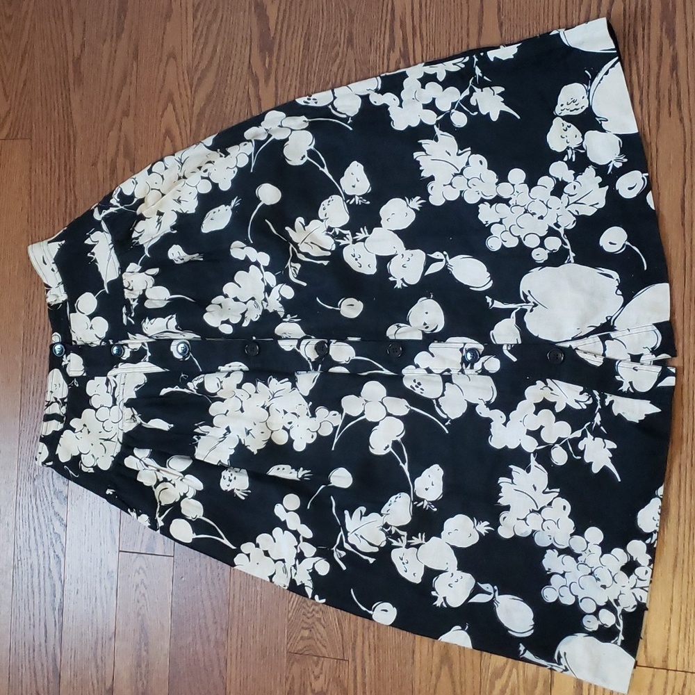 Vintage Valentino Black and White Skirt With Fruit Detailing